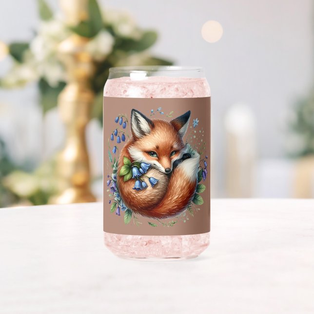 Floral Fox Botanical Woodland Art Can Glass (Insitu (Wedding))