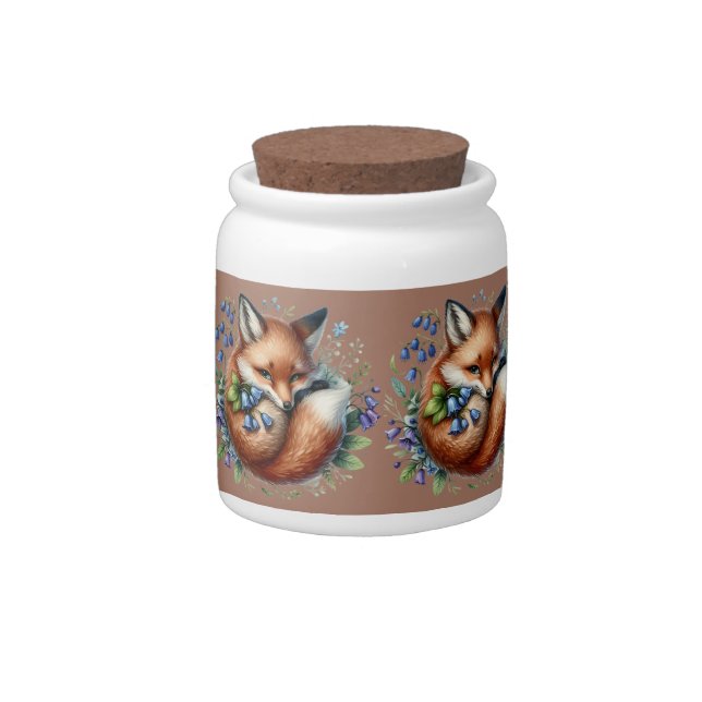 Floral Fox Botanical Woodland Art Candy Jar (Right)
