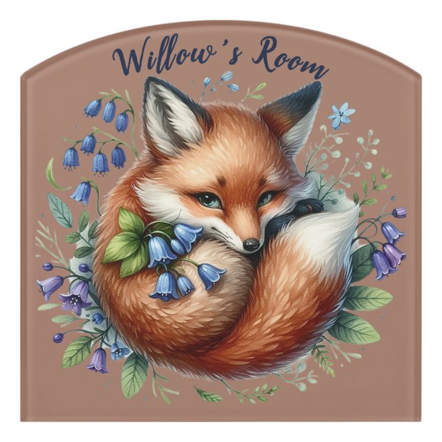 Floral Fox Botanical Woodland Art Door Sign (Contour Front)