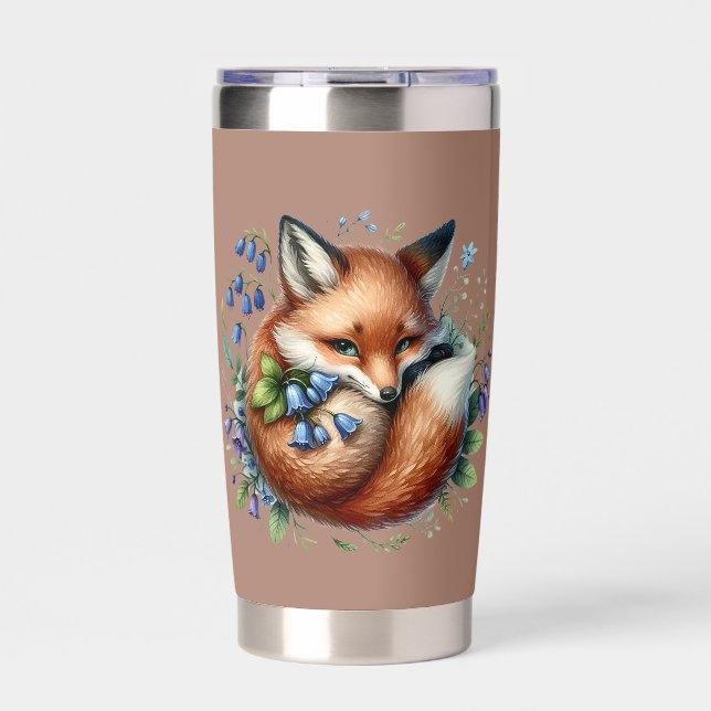 Floral Fox Botanical Woodland Art Insulated Tumbler (Front)