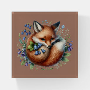 Floral Fox Botanical Woodland Art Paperweight