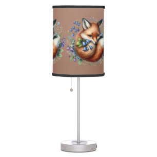 Floral Fox Botanical Woodland Art Table Lamp
