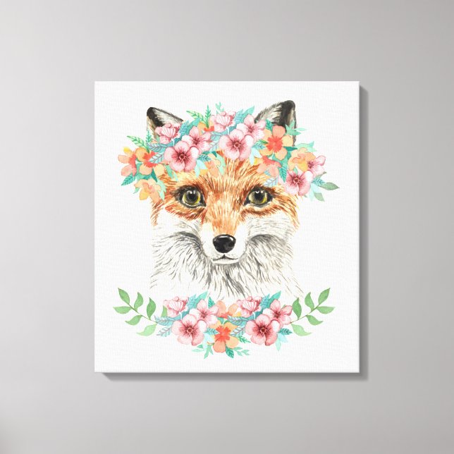 Floral Fox Canvas Print (Front)