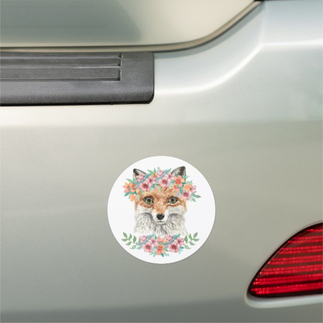 Floral Fox Car Magnet (In Situ)
