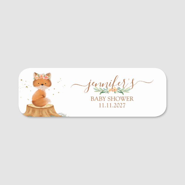 Floral Fox Celebration Name Tag