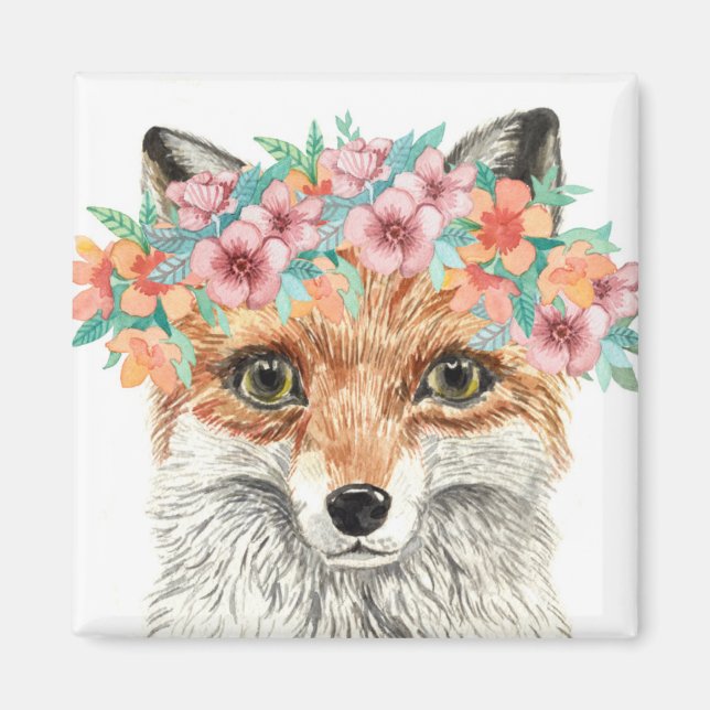 Floral Fox Magnet (Front)