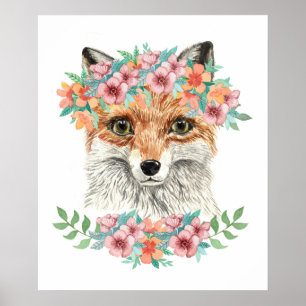 Floral Fox Poster