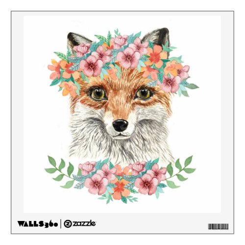 Floral Fox Wall Decal