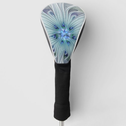Floral Fractal Art Abstract Blue Pastel Flower Golf Head Cover