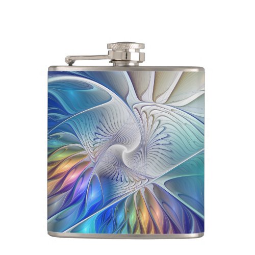 Floral Fractal Art Colorful Abstract Flower Flask