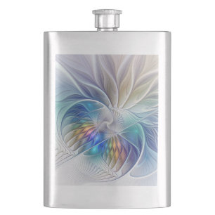 Floral Fractal Art, Colorful Abstract Flower Flask