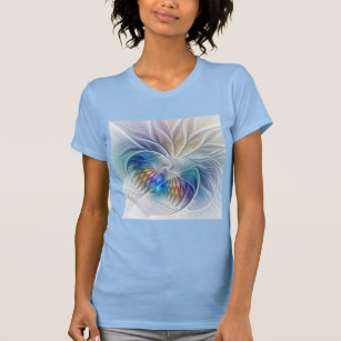 Floral Fractal Art, Colorful Abstract Flower T-Shirt