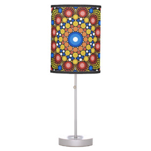 Floral Fractal Art Dotted Retro Mandala Table Lamp