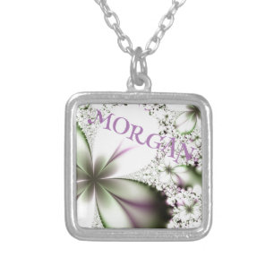 Floral Fractal Art Silver Plated Necklace