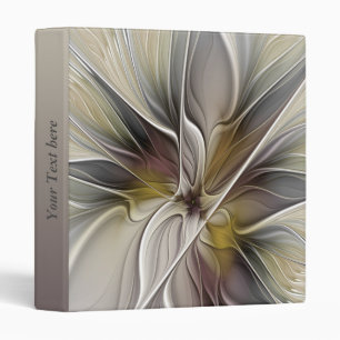 Floral Fractal, Fantasy Flower Earth Colors Text 3 Ring Binder