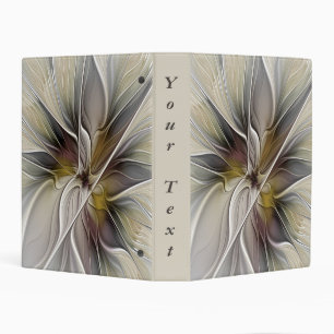 Floral Fractal, Fantasy Flower Earth Colors Text Mini Binder