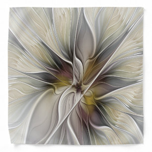 Floral Fractal, Fantasy Flower with Earth Colors Bandana