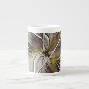 Floral Fractal, Fantasy Flower with Earth Colors Bone China Mug