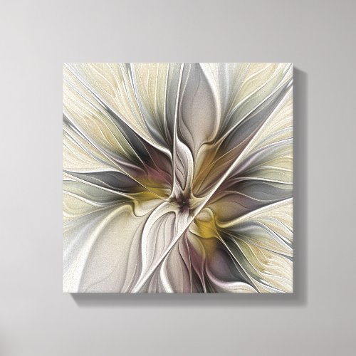 Floral Fractal Fantasy Flower with Earth Colors Canvas Print