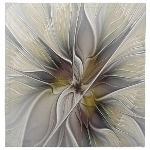 Floral Fractal Fantasy Flower with Earth Colors Cloth Napkin
