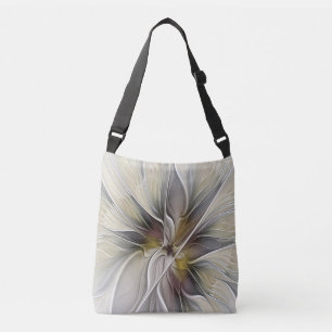 Floral Fractal, Fantasy Flower with Earth Colors Crossbody Bag