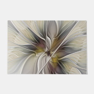 Floral Fractal, Fantasy Flower with Earth Colors Doormat