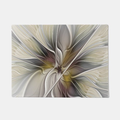 Floral Fractal Fantasy Flower with Earth Colors Doormat