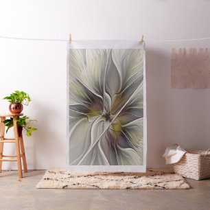 Floral Fractal, Fantasy Flower with Earth Colors Fabric