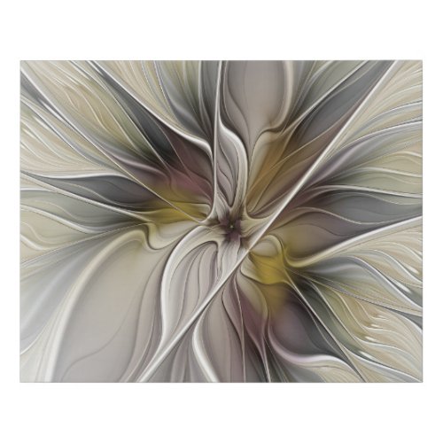 Floral Fractal Fantasy Flower with Earth Colors Faux Canvas Print