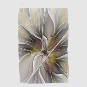Floral Fractal, Fantasy Flower with Earth Colors Golf Towel