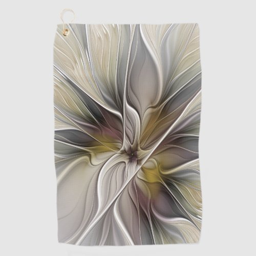 Floral Fractal Fantasy Flower with Earth Colors Golf Towel