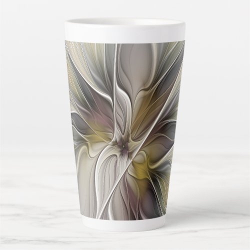 Floral Fractal Fantasy Flower with Earth Colors Latte Mug