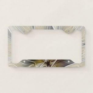 Floral Fractal, Fantasy Flower with Earth Colors License Plate Frame