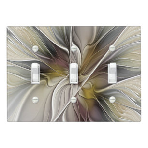 Floral Fractal, Fantasy Flower with Earth Colors Light Switch Cover