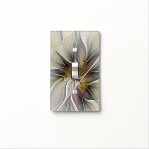 Floral Fractal, Fantasy Flower with Earth Colors Light Switch Cover