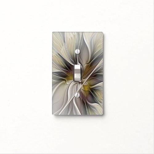 Floral Fractal Fantasy Flower with Earth Colors Light Switch Cover