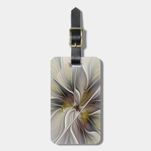 Floral Fractal Fantasy Flower with Earth Colors Luggage Tag