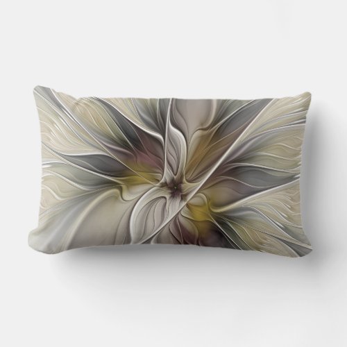 Floral Fractal Fantasy Flower with Earth Colors Lumbar Pillow
