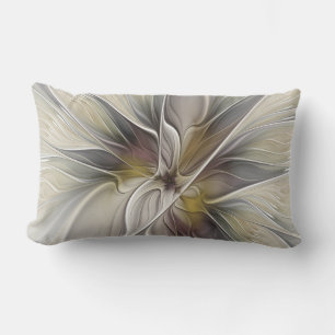 Floral Fractal, Fantasy Flower with Earth Colors Lumbar Pillow