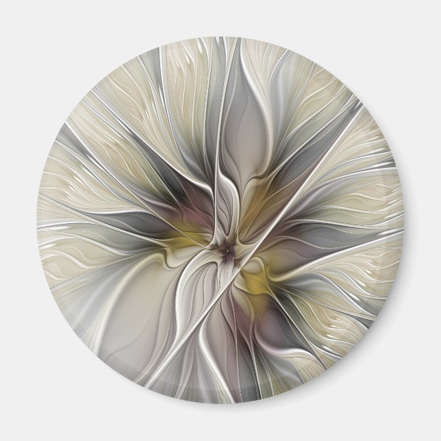 Floral Fractal, Fantasy Flower with Earth Colors Magnet (Front)