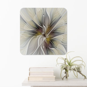 Floral Fractal, Fantasy Flower with Earth Colors Metal Sign