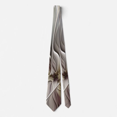Floral Fractal Fantasy Flower with Earth Colors Neck Tie