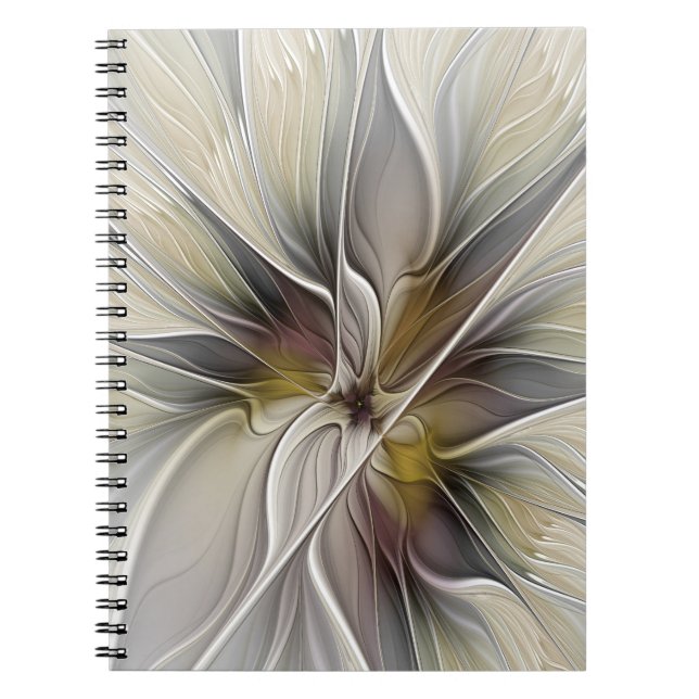 Floral Fractal, Fantasy Flower with Earth Colors Notebook (Front)