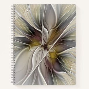 Floral Fractal, Fantasy Flower with Earth Colors Notebook