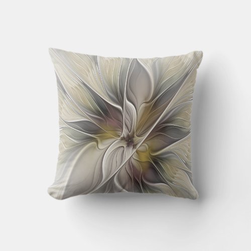 Floral Fractal Fantasy Flower with Earth Colors Outdoor Pillow