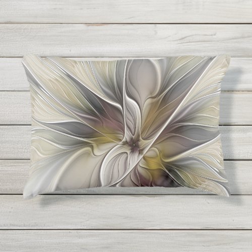 Floral Fractal Fantasy Flower with Earth Colors Outdoor Pillow