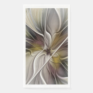 Floral Fractal, Fantasy Flower with Earth Colors Paper Guest Towels