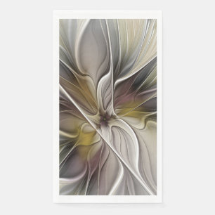 Floral Fractal, Fantasy Flower with Earth Colors Paper Guest Towels