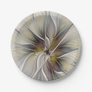 Floral Fractal, Fantasy Flower with Earth Colors Paper Plates