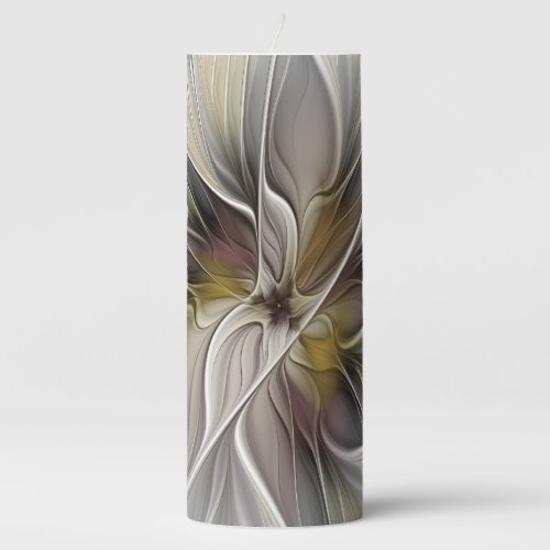 Floral Fractal Fantasy Flower with Earth Colors Pillar Candle